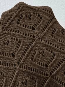 SHEIN Clasi Cardigan de punto calado con hombros caídos talla grande - Café integral - Ver 15