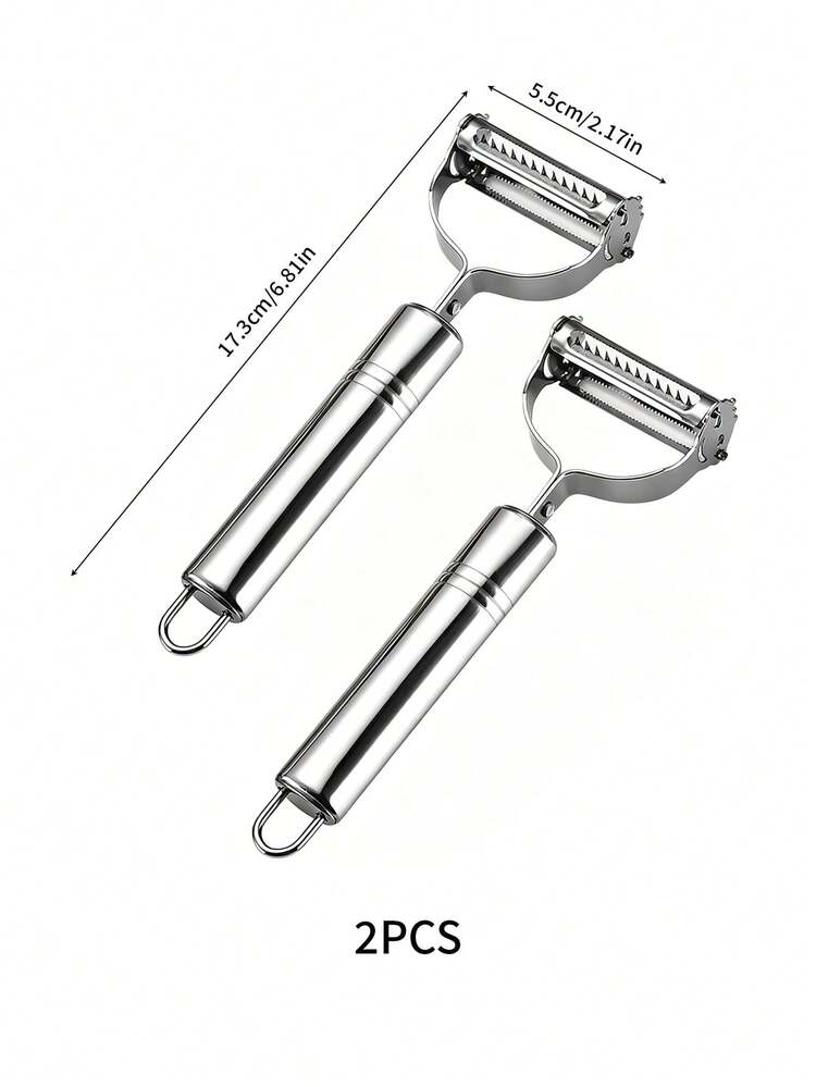 3 Pieces In 2 Pieces In 2 In 1 Stainless Steel Fruit Peeler Grater Vegetable Cutter Kitchen Accessories Household Kitchen Utensils - Silver - View 10