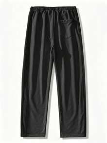 Manfinity Homme Pantalones de chándal para hombre con cinta de contraste, botones laterales y cintura con cordón - Gris Oscuro - Ver 2