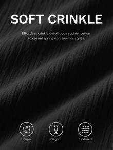 Shapeblank 大尺碼休閒紋理素色口袋圓領洋裝 - 黑色 - 查看 7