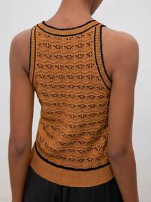 MAIJA Beach Backless Halter Neck Open Knit Crochet Knit Top - Yellow - View 4