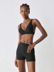 YARNWELL Women's Adjustable Strap Triangle Cup Swim Top - Black - View 8