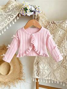 SHEIN Elladie kids 女嬰春夏紋理布料舒適百搭休閒夾克 - 粉色 - 查看 7