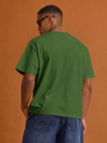 Musero Men Oversized Letter Front Chest Print Short Sleeve T-Shirt Summer Spring Vacation Holiday - Green - View 2