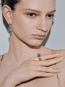 Noxbound 18K Gold Ring Niche Personalized Ring - Gold-Turquoise - View 3