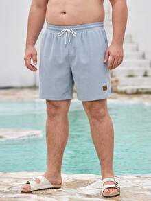 Mercer Haus Plus Size Men's Summer Drawstring Waist Striped Pocket Casual Shorts - Baby Blue - View 3