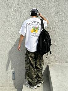 Manfinity Dauomo 这款休闲柠檬印花T恤适合居家休闲、外出穿着，或作为礼物送人。无论是居家度假还是户外活动，它都是理想之选。 - 黑色 - 查看 2
