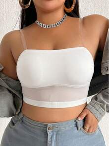 SHEIN Sujetador sin aros talla grande, 1 pieza - Blanco - Ver 4