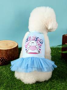 We Bare Bears X PETSIN 1件可愛白色小熊擁抱愛心字母寵物裙 隨興風格 無袖 柔軟透氣 防毛寵物衣服 - 彩色 - 查看 2