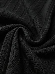 Selianne 女款標準尺寸掛脖綁帶珠飾工藝羅紋布料優雅性感T恤，黑色，適合夏季夜晚外出派對 - 黑色 - 查看 7
