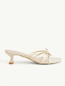 CUCCOO CHICEST Spring And Summer New Light Multi-Color Patent Leather Bow Thin Strap Sandals Versatile Vacation - Light apricot - View 5