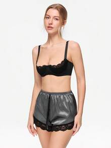 Bonmuse Women's Sexy European And American Lace Sponge Padded Push-Up Bra, Prevent Sagging Underwire Bra - Black - View 4