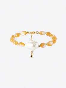 Opalesca Women Chain Bracelets,Outfits,Old Money,Wedding/Bridal Accessories,Western Jewelry,Fairycore/Fairy,Charm Necklace,Pearl,Elegant,For Mom/Women/Girl/Mother - Yellow - View 5
