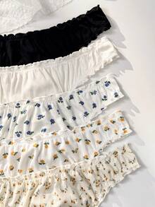 PetitDoll 5pcs Comfortable Frill Trim Seamless Panties Set - Multicolor - View 3