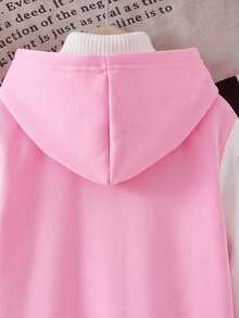 SHEIN 1件少女休閒可愛街頭風粉色長袖連帽外套，女孩團體/星星印花，保暖內裡，適合四季穿著，適用日常/外出/返校/各種場合 - 彩色 - 查看 8