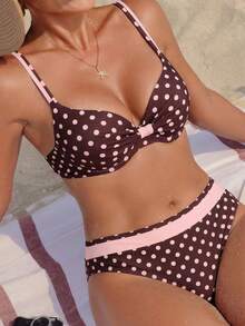 Swim Lushoire Glamour 夏季新款女款泳衣 有鋼圈 聚攏 雙肩帶細肩帶 可調節三角比基尼 2件套 - 彩色 - 查看 1