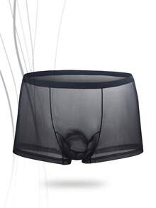 DrisQ DrisQ 1件男士純色網眼性感內褲 - 黑色 - 查看 1