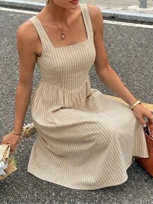Siren Gaze Women's Minimalist Casual Coastal White Square Neck Dress For Vacation And Daily Wear Vacation Summer - Multicolor - View 7