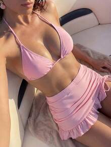 Swim Chiccia Women's Solid Color Swimsuit Bottom For Beach/Resort - Pink - View 3