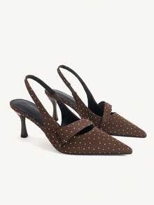 CUCCOO CHICEST Women's Coffee-Colored Pointed Toe Low Heel Slingback Pumps, Elegant Versatile Spring/Summer Daily Commute Wear Fall Shoes - dark brown - View 2
