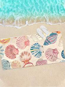 Cirelle 1pc Microfiber Beach Towel, Watercolor Seashell Pattern Sand Free Beach Towel, Quick Dry Super Absorbent Swim Pool Towel - Multicolor - View 12