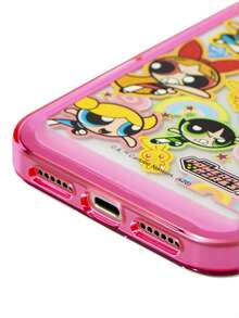 THE POWERPUFF GIRLS X SHEIN 卡通圖案粉色透明手機殼，防摔保護 13-17 手機殼 - 彩色 - 查看 5