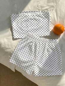 少女復古摩登波點經典黑白波點對比色運動條紋法式多巴胺背心套裝度假款 - 彩色 - 查看 2