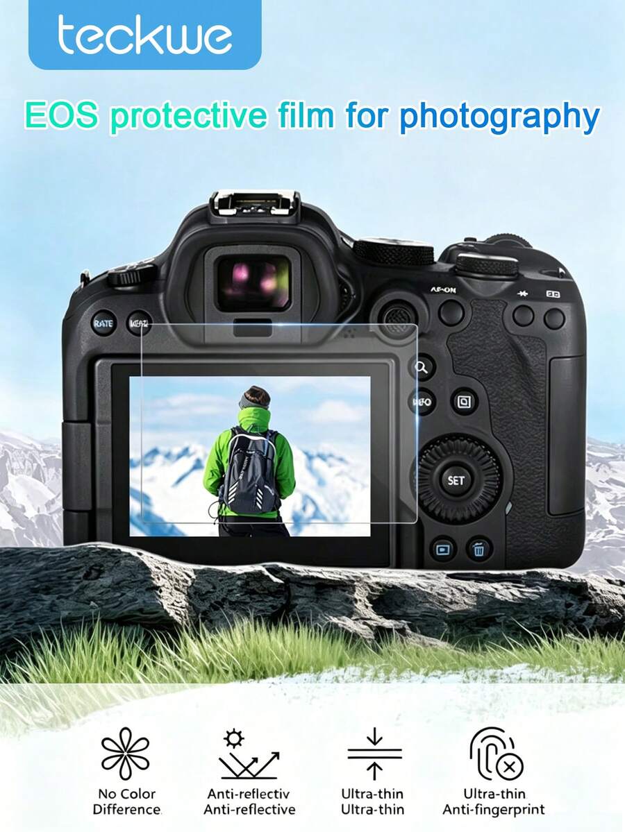 Teckwe 3片裝 9H 高定義玻璃 無氣泡 高透明 2.5D 弧邊 透明螢幕保護貼,適用於 SX740 HS、G7 Mark III/G7X3 數位相機螢幕保護貼,相機鋼化玻璃膜 - 查看 1