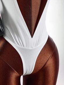 Amplova Women's Solid Color Camisole Cropped Tank Top Paired With Hooded Deep V-Neck Sexy Bodysuit Set Beach White Black Summer - Black and White - View 6