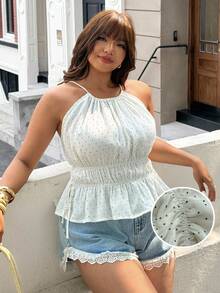 GalTyme Plus Size Women's Summer Solid Red Backless Camisole With Side Tie, Suitable For Street Vacation Wear Vacation Boho - Beige - View 6