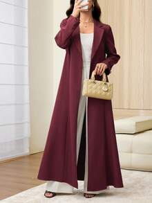 Yasmyna Spring Summer Autumn Elegant Blazer Collar Single-Breasted Long Coat, Sheer Cape Fashionable Women's Robe - Burgundy - View 6