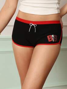 Chillnights Betty Boop x SHEIN 1pc Betty Print Bow Women's Sports Briefs - Black - View 1
