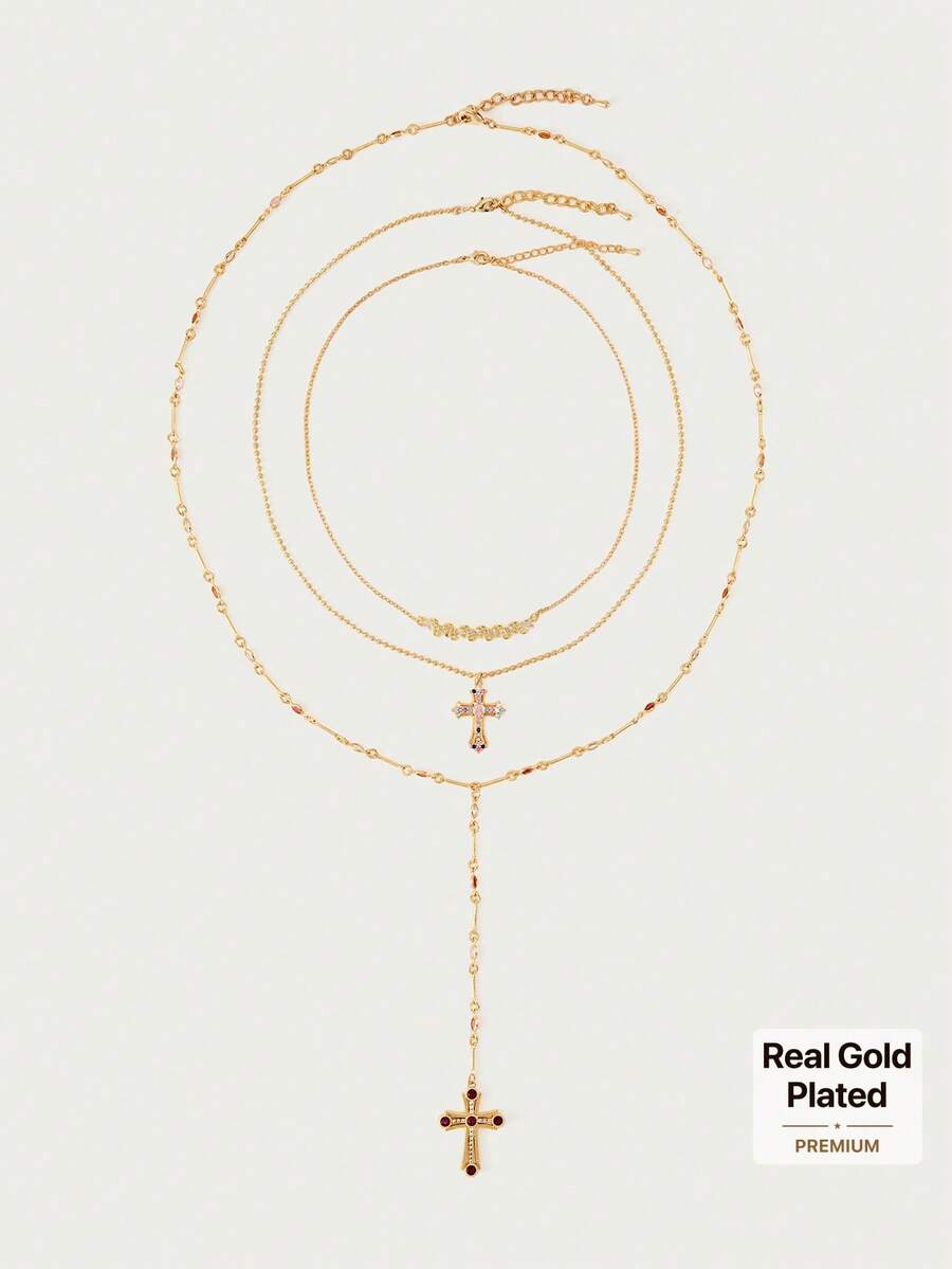 Glisma Women's Pendant Necklace,Premium/Old Money/Classy,Sexy/Vintage,For Mom/Women/Girl/Mother,Summer/Beach/Prom/Party,18K Gold-Plated,Layered/Gemstone/Beaded/Crystals - Yellow Gold - View 1
