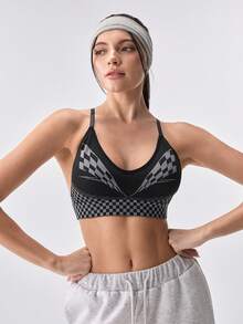 Loungeista 1pc Sports Thin-Strapped Women's Camisole Bra - Black - View 5