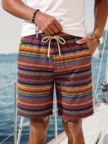 Manfinity RSRT Men's Summer Casual Colorful Striped Shorts - Multicolor - View 3