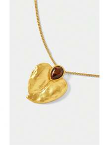 Noxbound 18k Gold-Plated Tiger Stone Inlaid Texture Retro Pendant Necklace - Yellow Gold - View 7