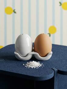 Joivida 1Pc/2Pcs New Egg-Shaped Ceramic Seasoning Pepper Powder Jar Seasoning Bottle For Home Kitchen, A Creative Set Of Sprinkling Jars - Multicolor - View 2