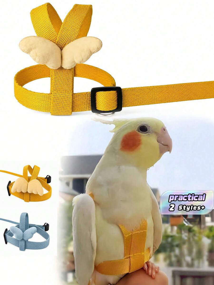 1 pieza Arnés elástico ajustable anti-mordida para loros con correa de entrenamiento suave y ligera, apto para guacamayos, cacatúas y periquitos, herramienta práctica para vuelo al aire libre, regalo para criadores de aves, accesorio y suministro de entrenamiento de aves en - Multicolor - Ver 1