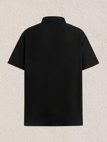 Mercer Haus 休閒基本款男士大尺碼寬鬆輕盈短袖襯衫 - 黑色 - 查看 6