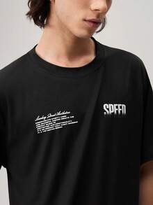 Racing Street Slogan Print Round Neck Short Sleeve Casual T-Shirt For Men - Black - View 8