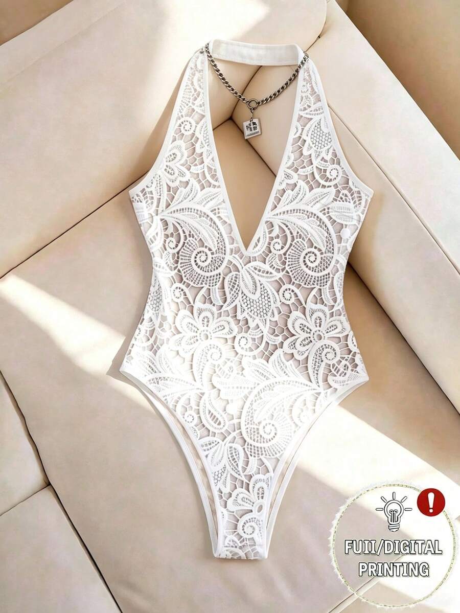 SHEIN Franclia 女款掛脖針織彈性優雅女士夏秋內搭百搭無袖修身連身衣 - 彩色 - 查看 1