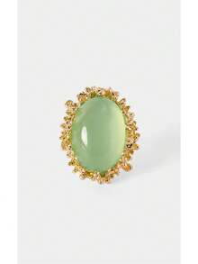 Noxbound Vintage Oval Cat's Eye Exaggerated Ring 18K Gold Plated Textured Resin Earrings Jewelry - Multicolor - View 10