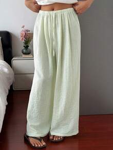 DAZY Women's Textured Casual Loose Drawstring Waist Loungewear Pants Fall - Green - View 6