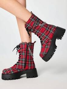Botas de amor xadrez vermelhas