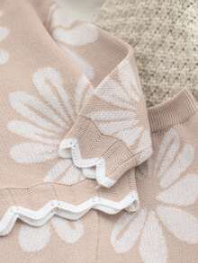 SHEIN 女嬰秋冬花卉提花針織毛衣套裝 - 彩色 - 查看 3