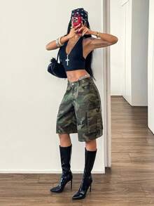 StreetHx Sommerliche lässige Cargo-Jeans-Shorts mit Camouflage-Muster - Verschiedenfarbig - Übersicht 5