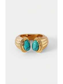 Noxbound 18K Gold Ring Niche Personalized Ring - Gold-Turquoise - View 2