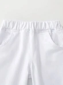 Souflis Souflis 男童松紧腰白色宽松休闲裤，舒适春秋户外长裤，适合日常穿着、海滩、派对、度假、旅行、放松、日光浴、夏季 - 白色 - 查看 5