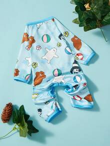 We Bare Bears X PETSIN 2件組可愛泰迪熊好友海灘排球冰淇淋海星寵物連身衣 度假風 柔軟透氣防掉毛寵物衣 - 彩色 - 查看 6