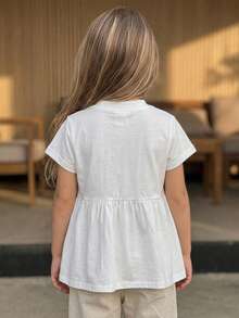 Dazy Kids 青少年女孩秋季服飾 青少年女孩圓領印花無袖T恤 夏季 - 白色 - 查看 3